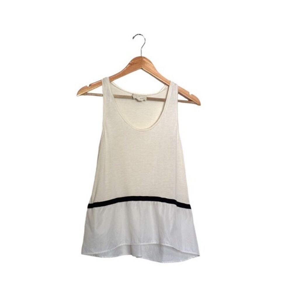 Band of Outsiders Challah Tank Girl. Size Medium 2 Cream Black White Scoop Neck - Picture 6 of 6